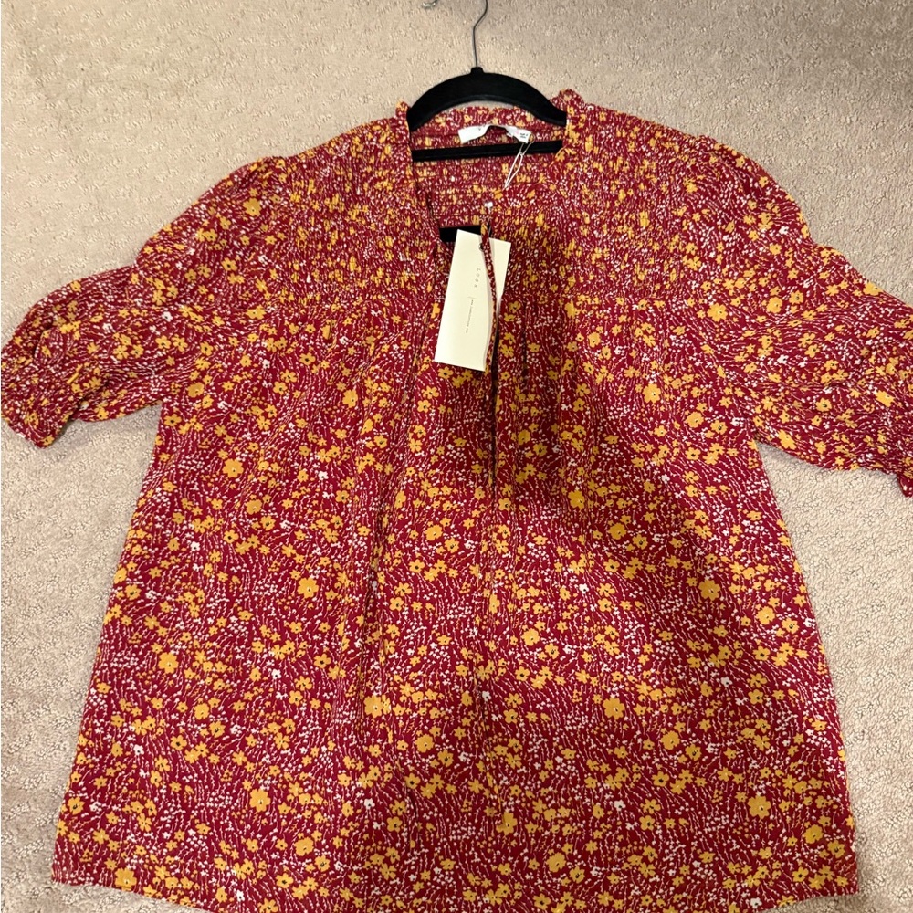 NEW Lush Red and Yellow Floral Blouse